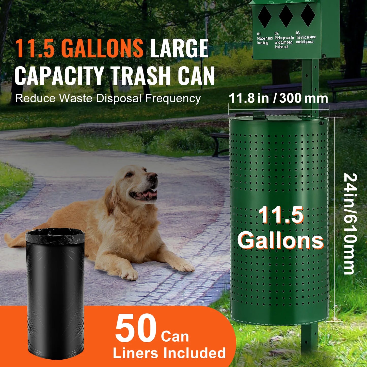 Dog Waste Station With Hand Wash Bottle For Outdoor Use