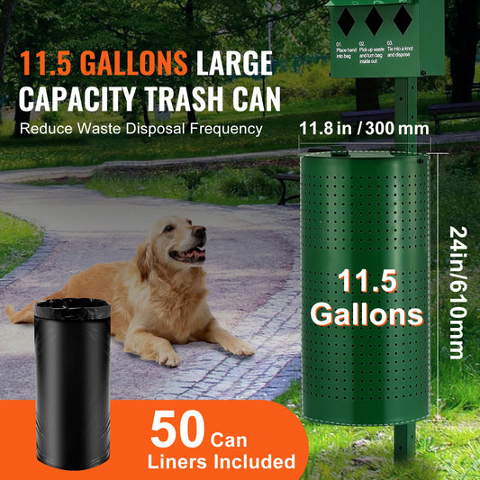 Dog Waste Station With Hand Wash Bottle For Outdoor Use