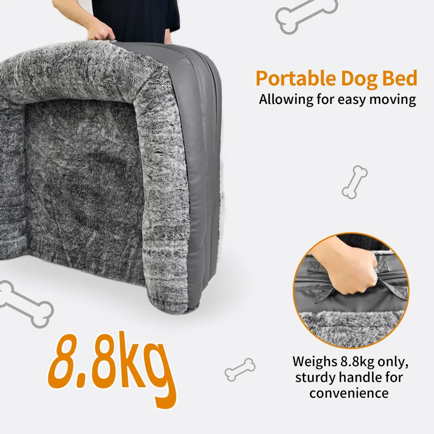 BINGOPAW Orthopedic Foldable Dog Bed With Plush Cushion Bolster