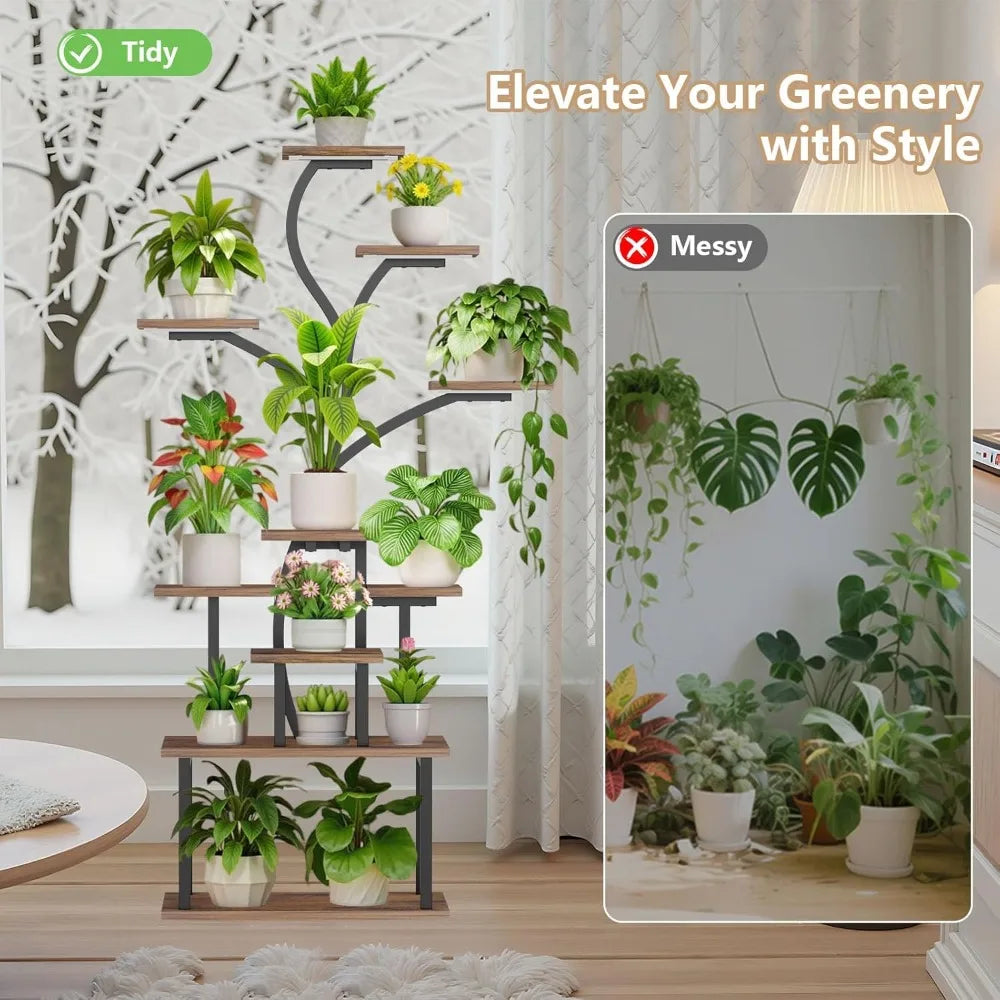 RBXC Tree Shaped Indoor Plant Stand With Grow Lights