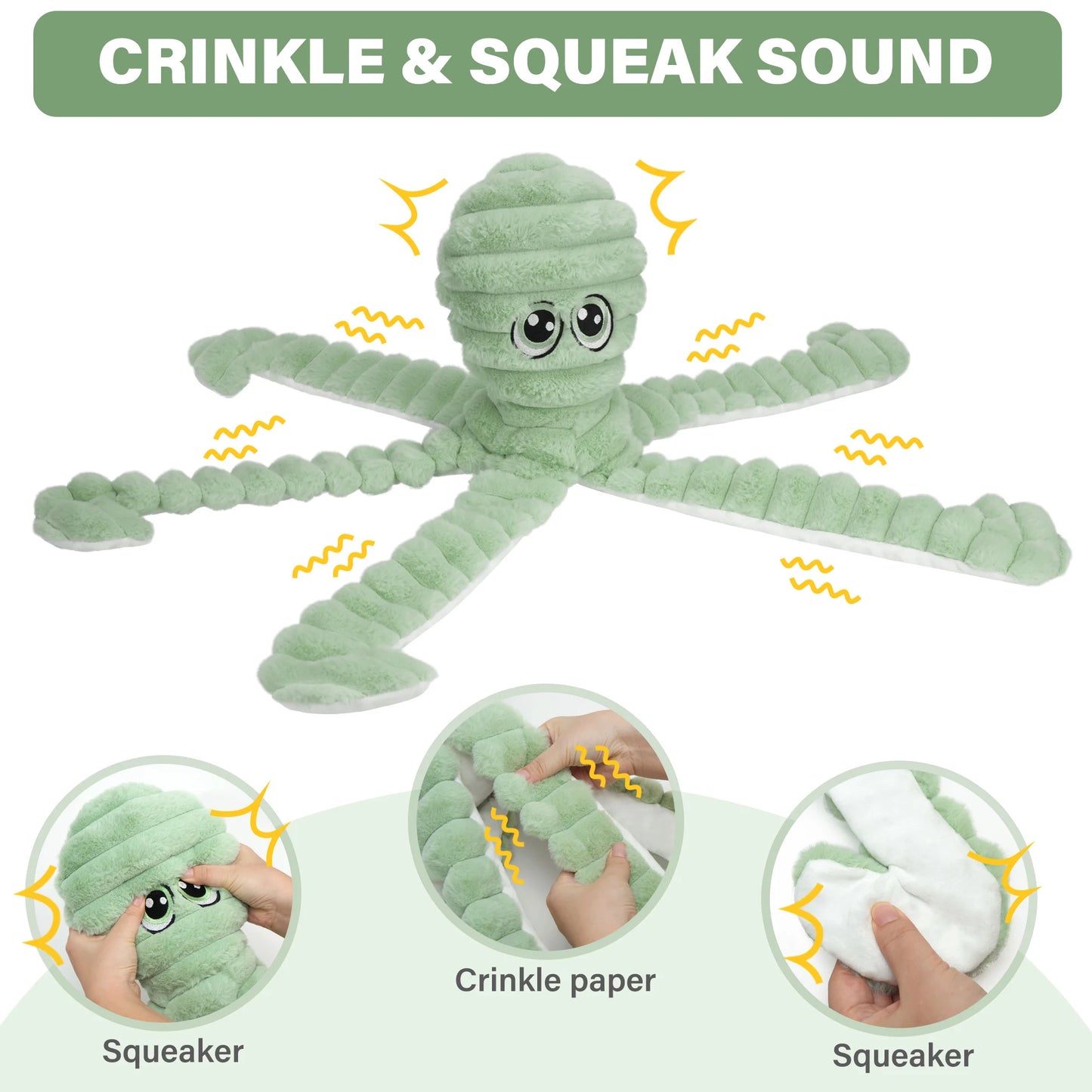 Octopus Design Grinding Teeth Squeaky Plush Dog Toy