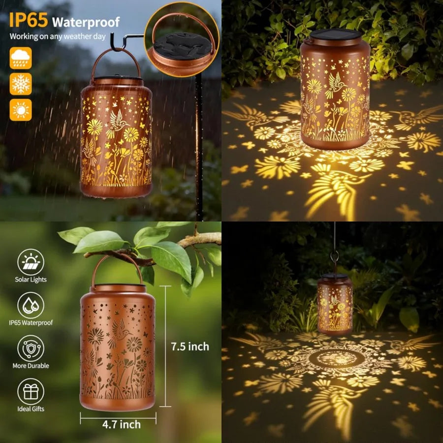 Waterproof Solar Hummingbird Lanterns for Outdoor Garden and Patio Decor