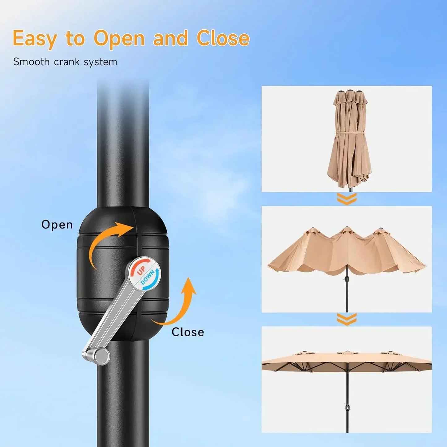 Patio Umbrella With Base Included Double Sided Rectangle Crank Handle