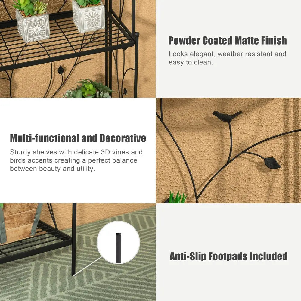 Plant Stand 3-Tier Metal Rack Pot Organizer For Indoor Outdoor