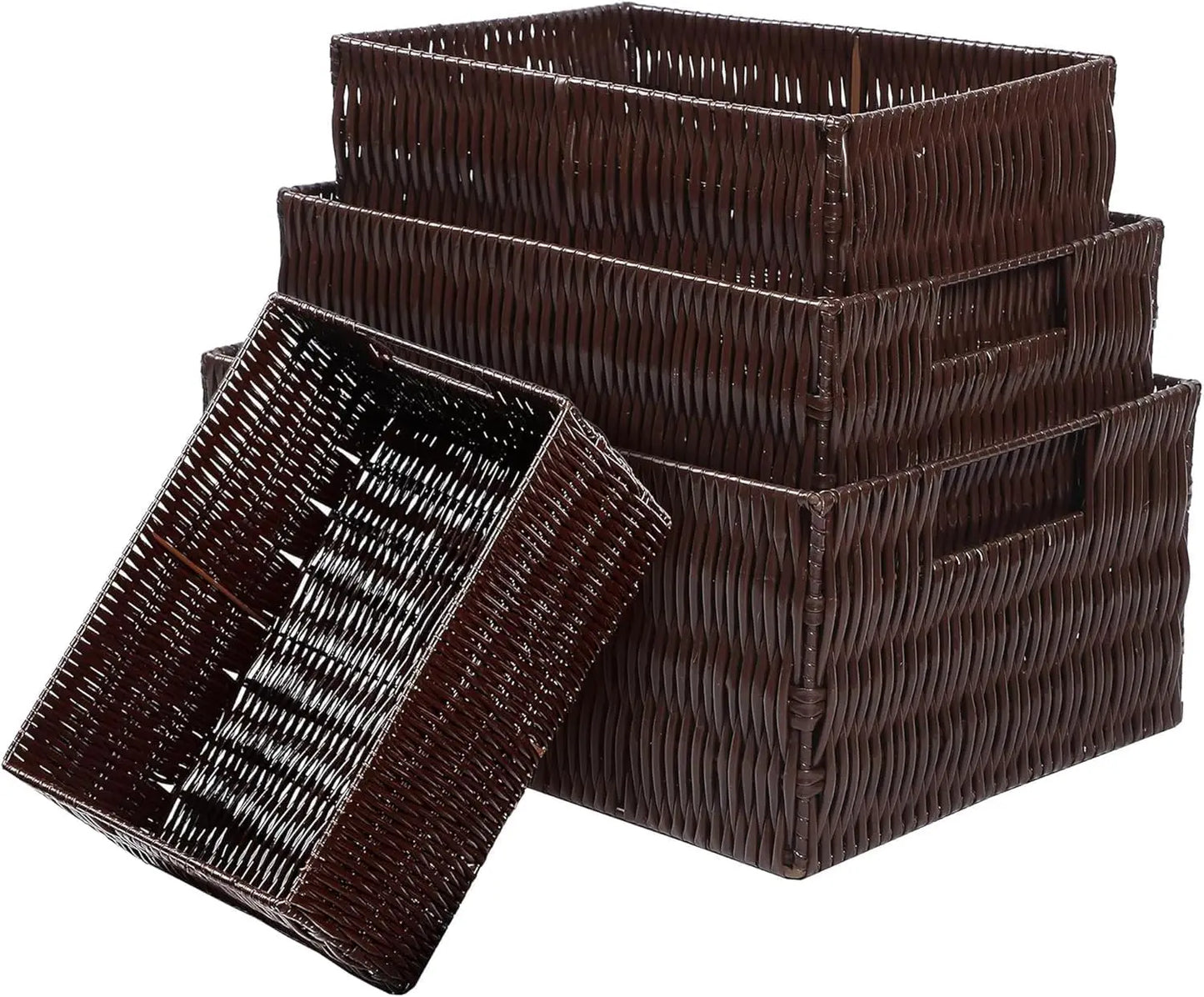 Handmade Wicker Storage Baskets Set Of 4 With Handles For Home Organization