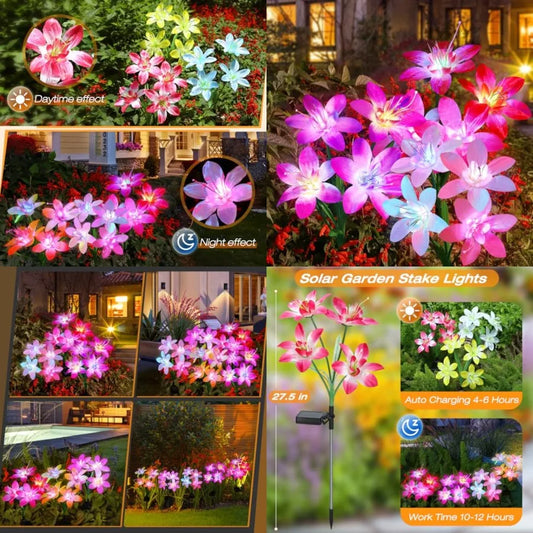 Solar Lily Flower Garden Lights Waterproof Outdoor Decorations