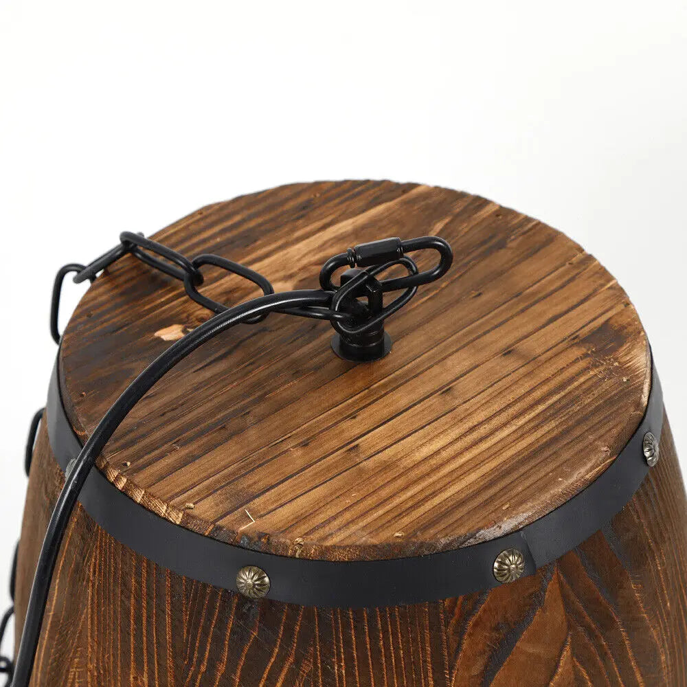Hanging Vintage Wine Barrel Light Rustic Ceiling Lamp