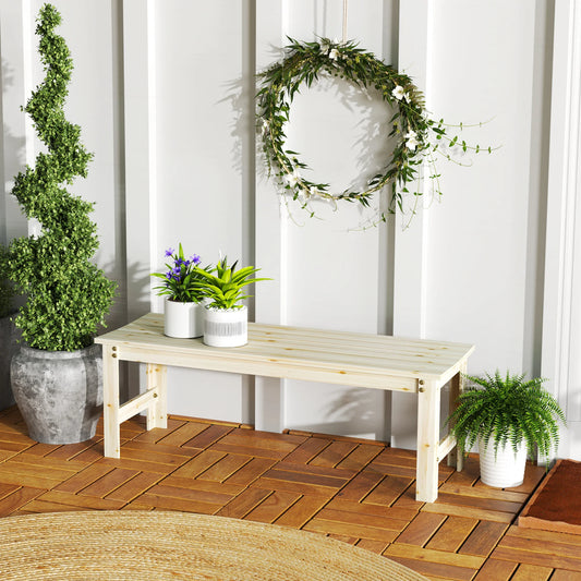 Wood Outdoor Garden Bench Two Seat Slatted Patio Bench