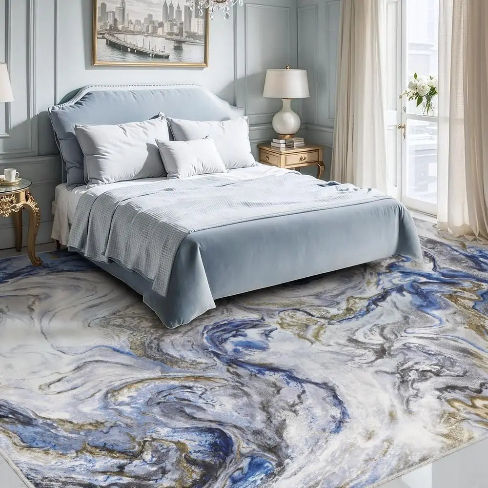 Modern Abstract Rug For Living Room Stain Resistant Machine Washable