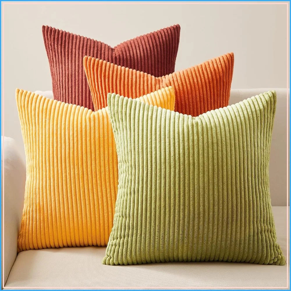 Corduroy Throw Pillow Covers Set Of 4 For Sofa Decor