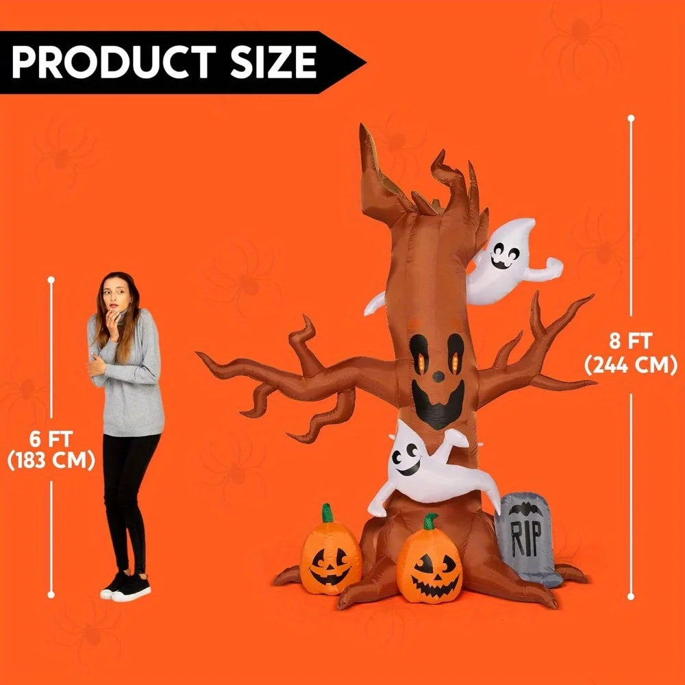Halloween Inflatable Scary Tree With Ghosts And LED Yard Decor