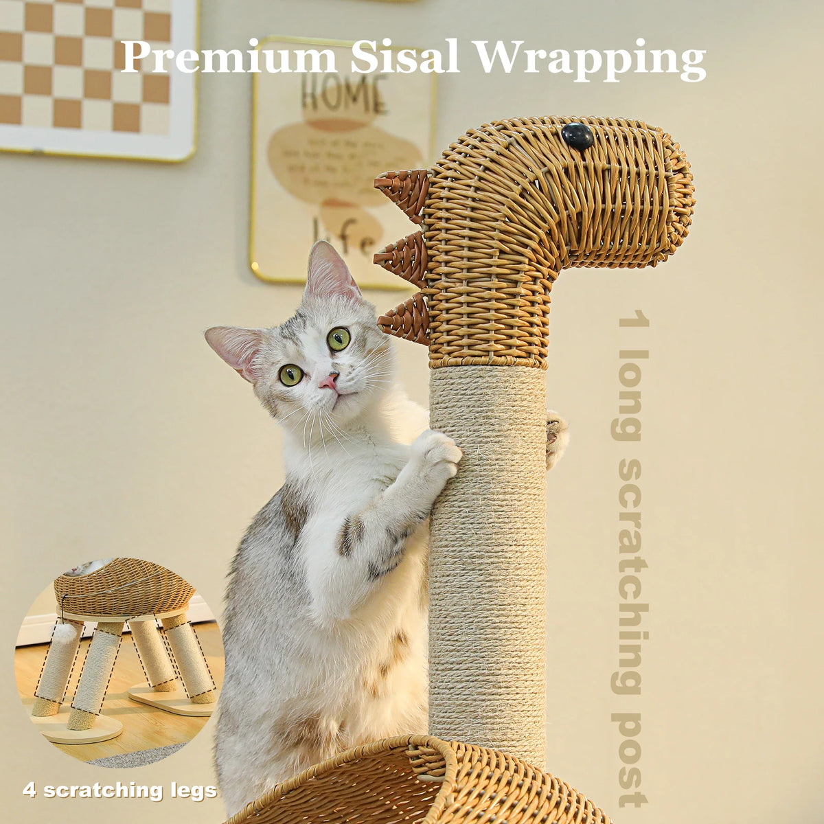 PAWZ Road Dinosaur Cat Tree Tower With Sisal Scratcher