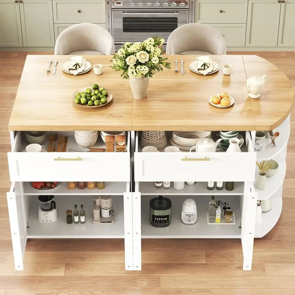 XMSJ Modern Kitchen Island With Storage And Seating