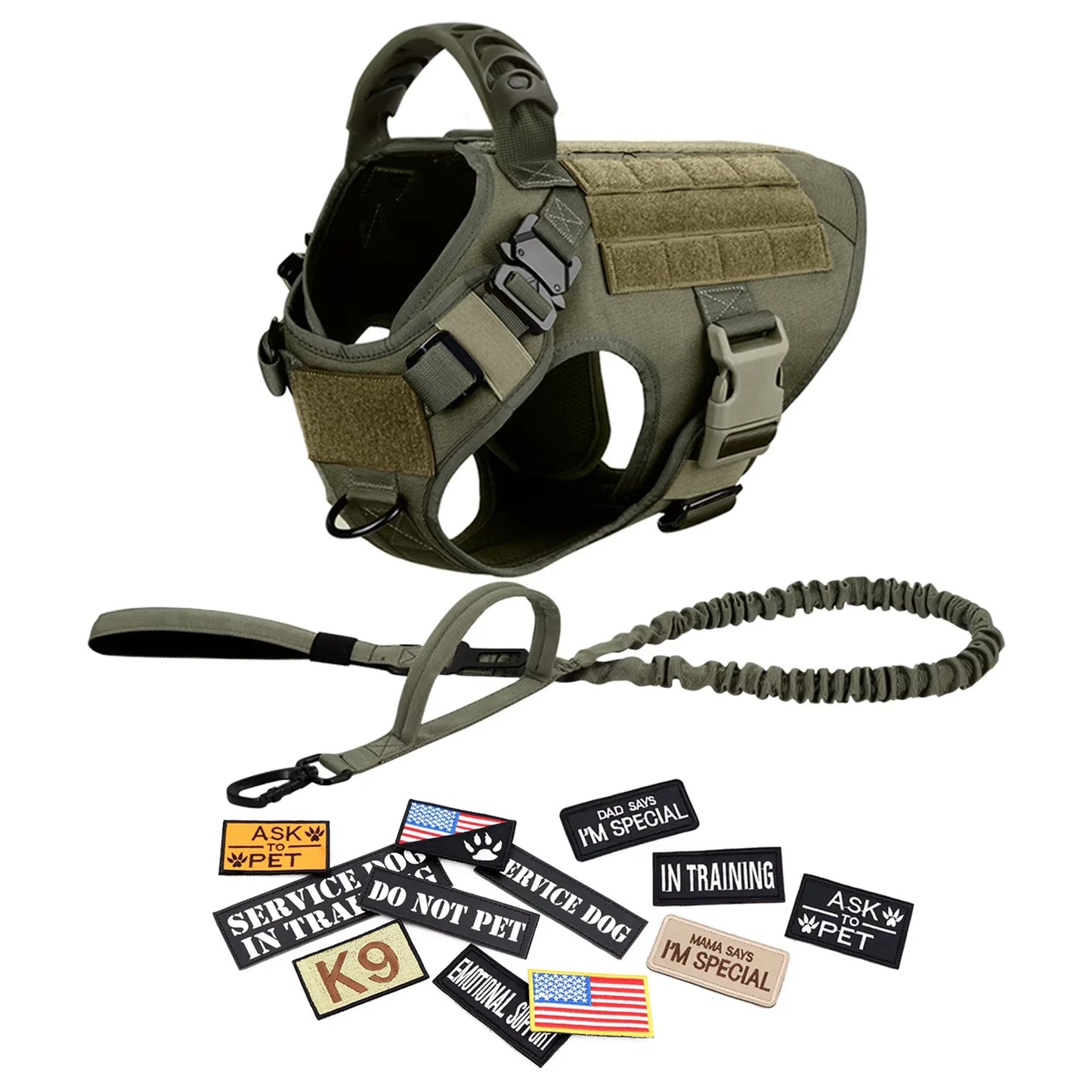 Military Tactical Dog Harness Vest Set For Malinois Training