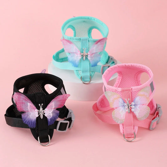 NONECN Breathable Cat Harness Set Butterfly Leash Bundle