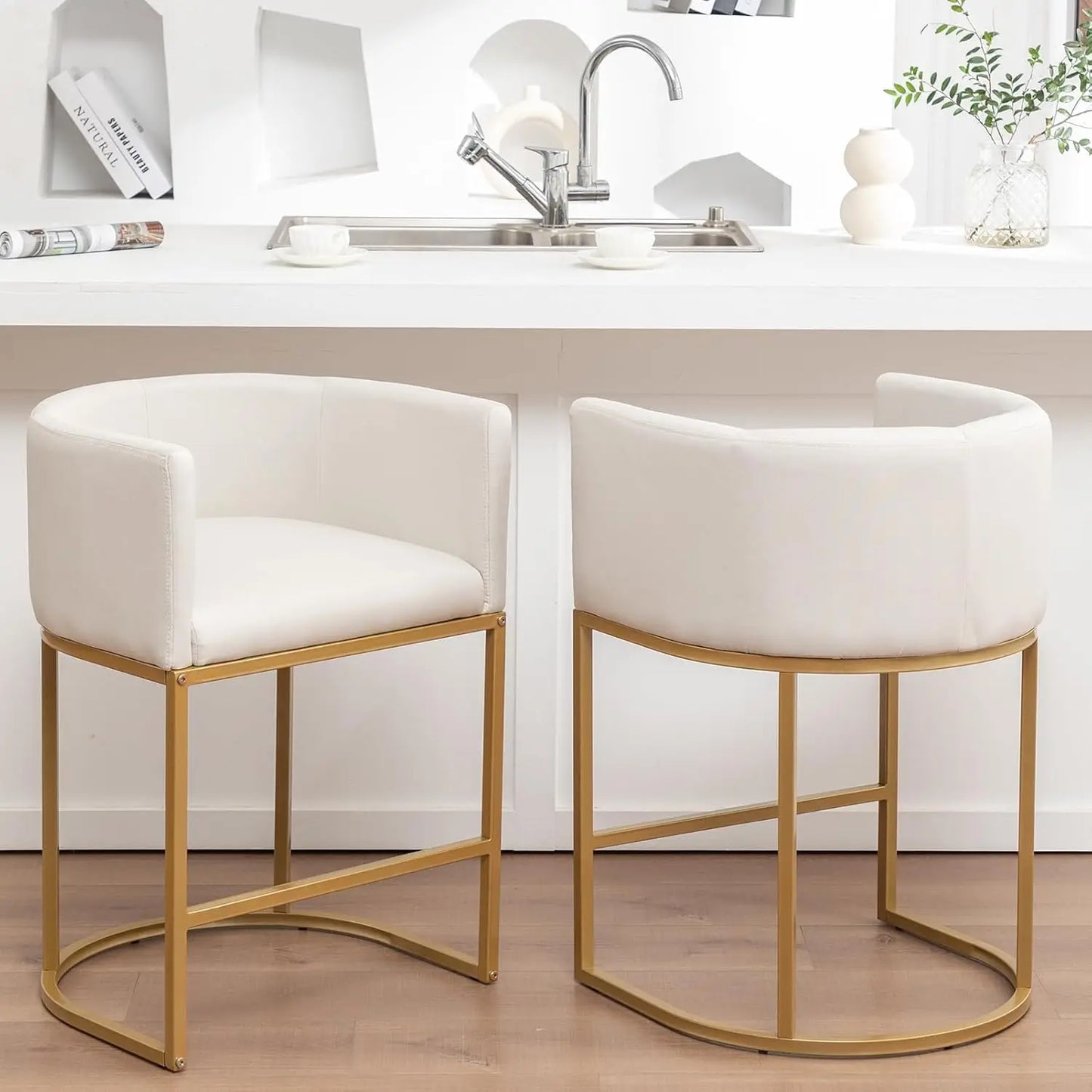 Guangbai Counter Height Bar Stools Set of 2 with Backrest