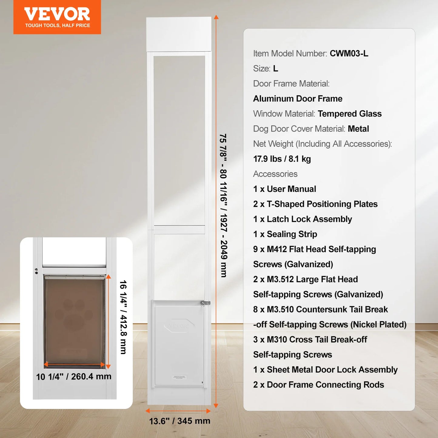 Adjustable Height Dog Door For Sliding Glass Doors Aluminum Frame