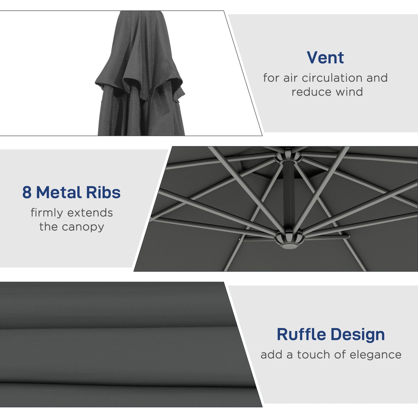 Cantilever Patio Umbrella With Tilt Offset UV And Water Resistance