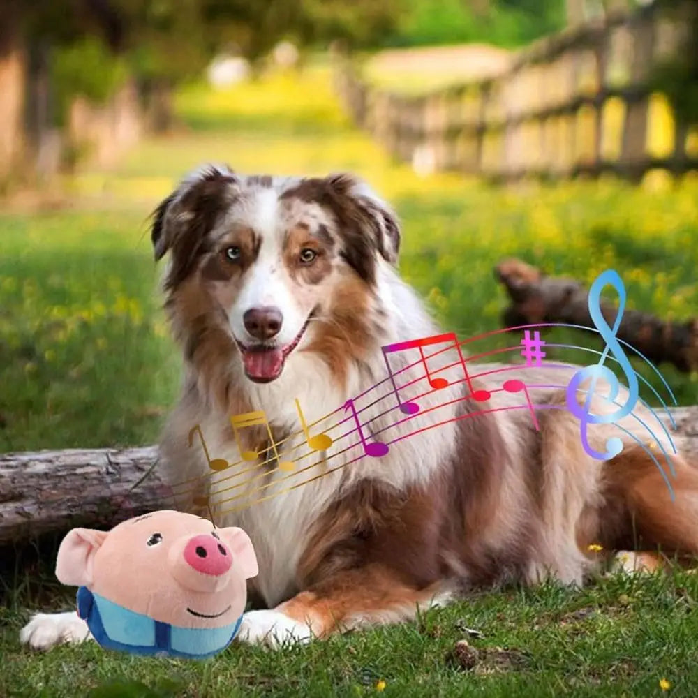 Active Moving Plush Pig Dog Toy USB Rechargeable Interactive Toy