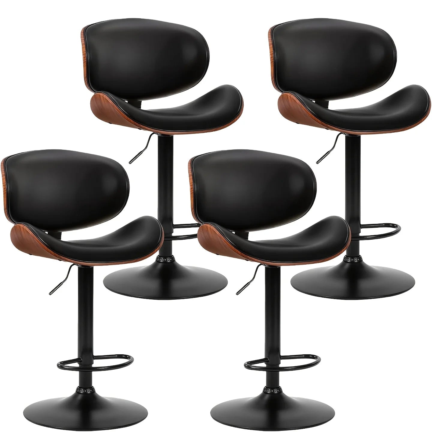 PIYRQ Bar Stool Set PU Leather Seats With Ergonomic Backrest