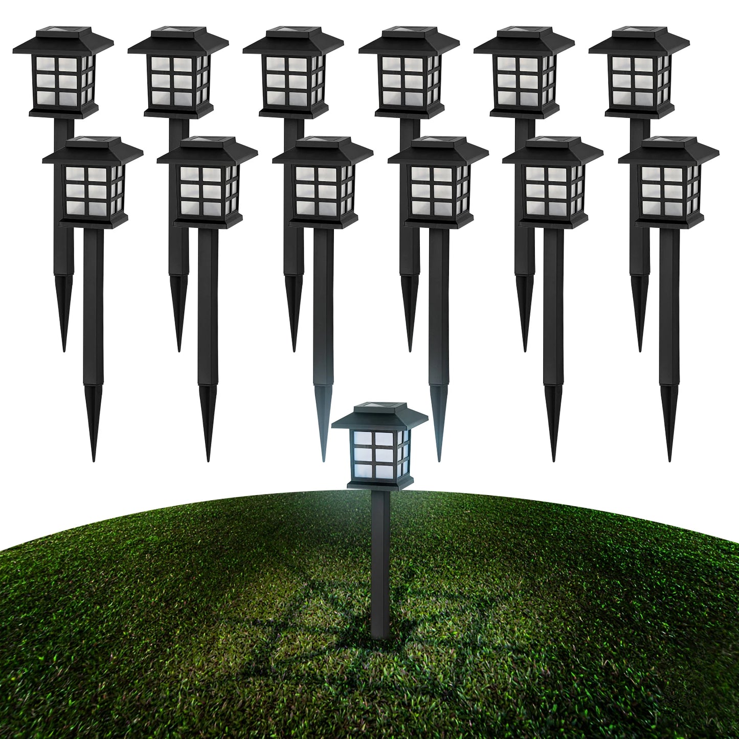 Solar Ground Plug Lights 12 Piece Set Outdoor Garden Lighting