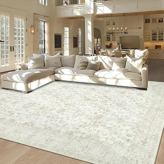 Vintage Style Soft Washable Living Room Rug With Anti Skid And Stain Resistant