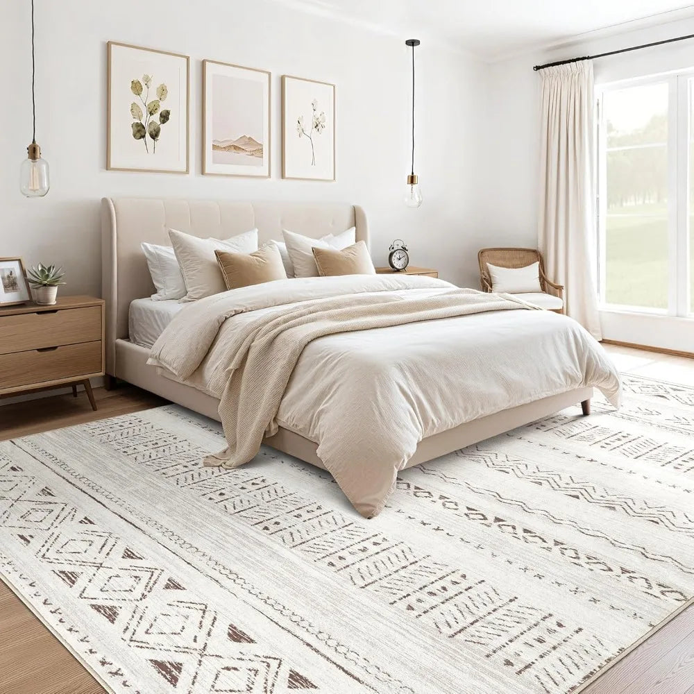 Soft Machine Washable Bohemian Moroccan Area Rug for Living Room
