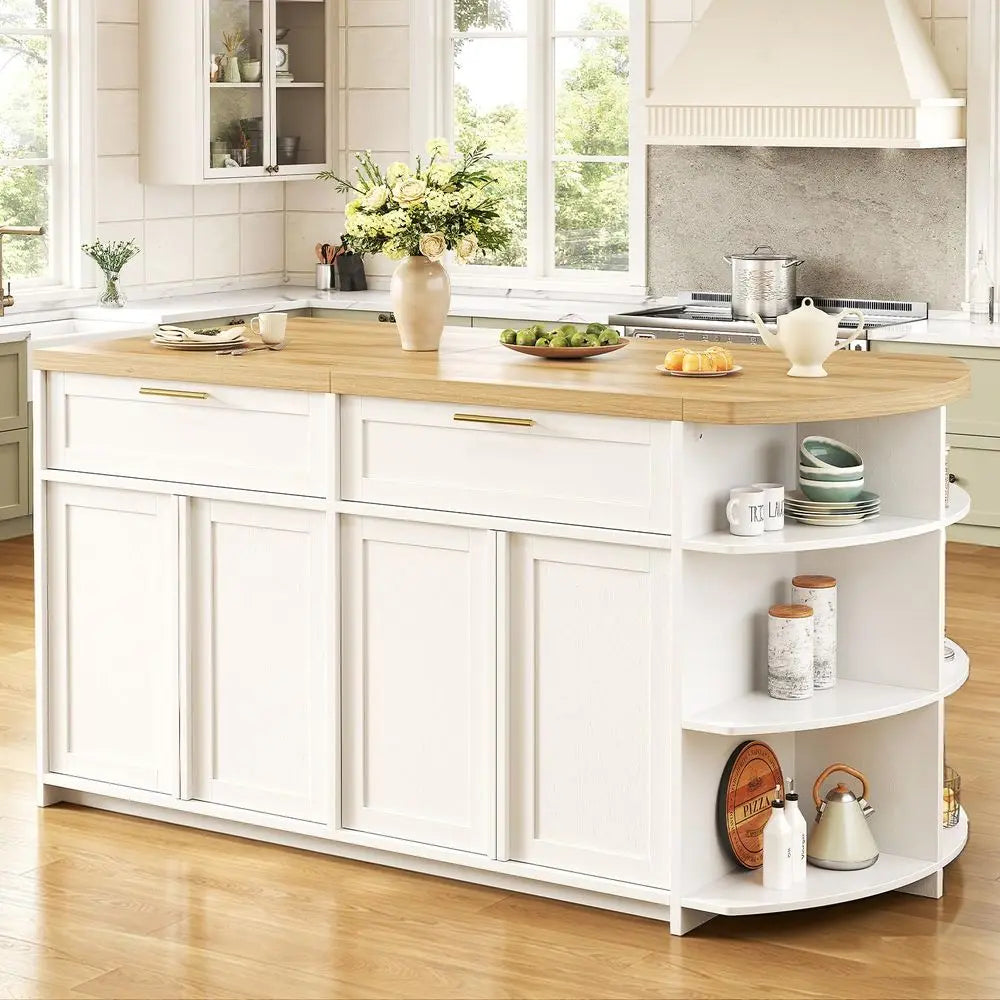 XMSJ Modern Kitchen Island With Storage And Seating