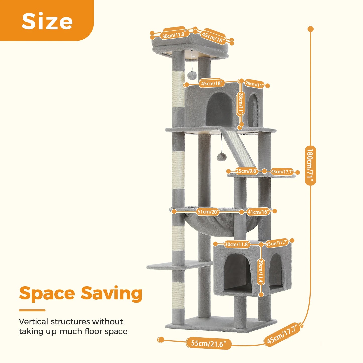 PAWZ Road Cat Tree Tower With Multi Level Condo Pad