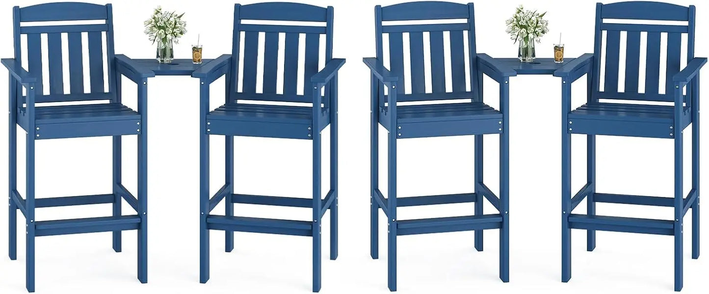 Farini Set Of 2 Tall Adirondack Chairs HDPE Bar Height