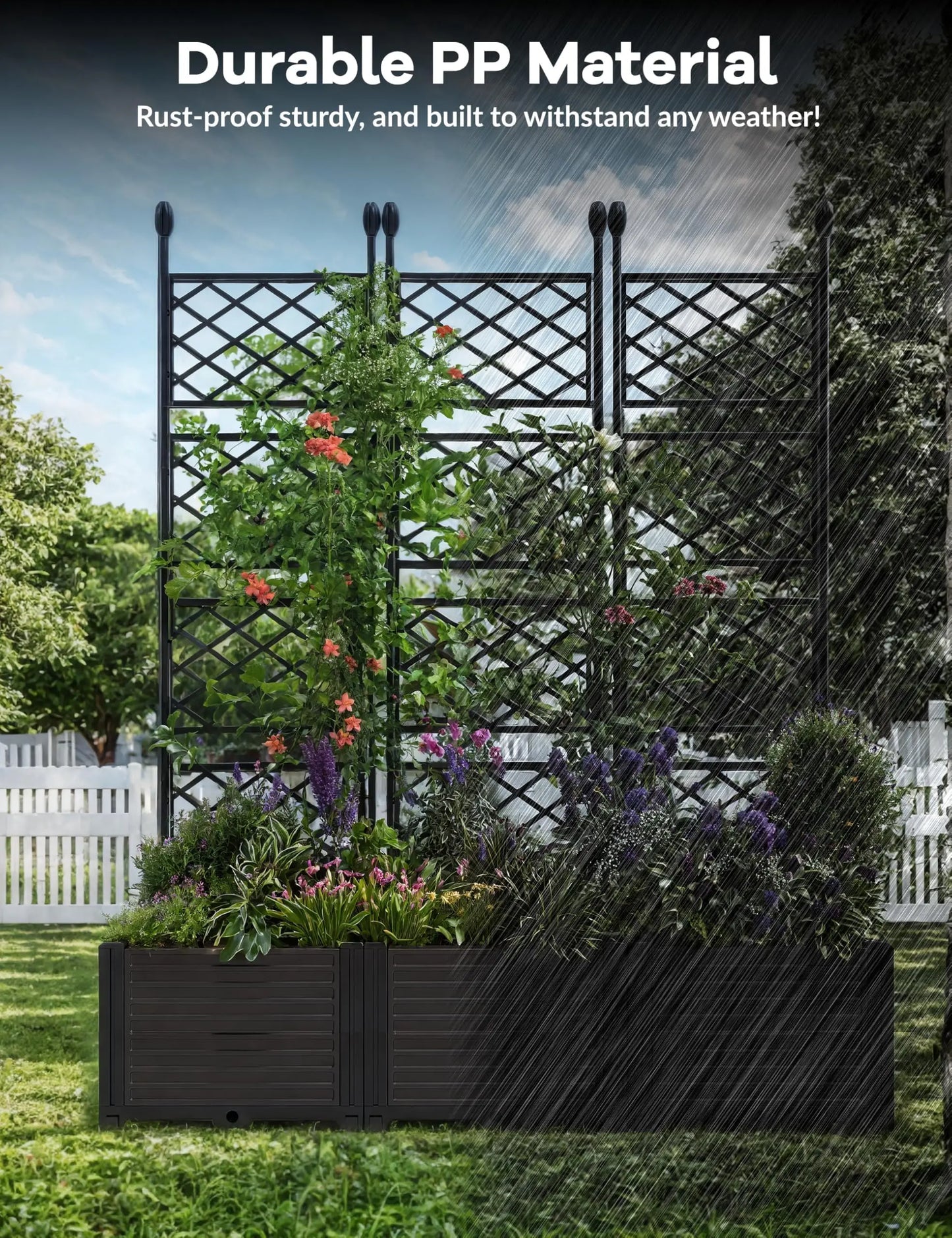 HiMISS Planter Box With Trellis Garden Bed For Climbing Plants