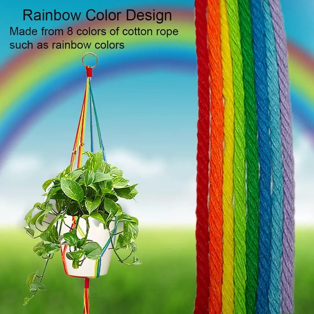 Rainbow Plant Hangers Set Indoor Outdoor 3 Pack Boho Window Decor