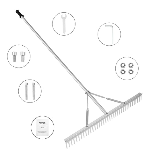 SucceBuy Aluminum Landscape Rake For Lawn Care And Garden