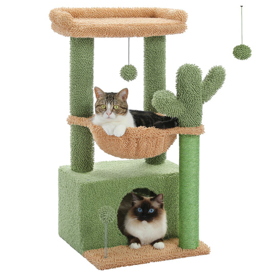 PAWZ Road 4-in-1 Cat Tree with Condo, Hammock, Scratching Post