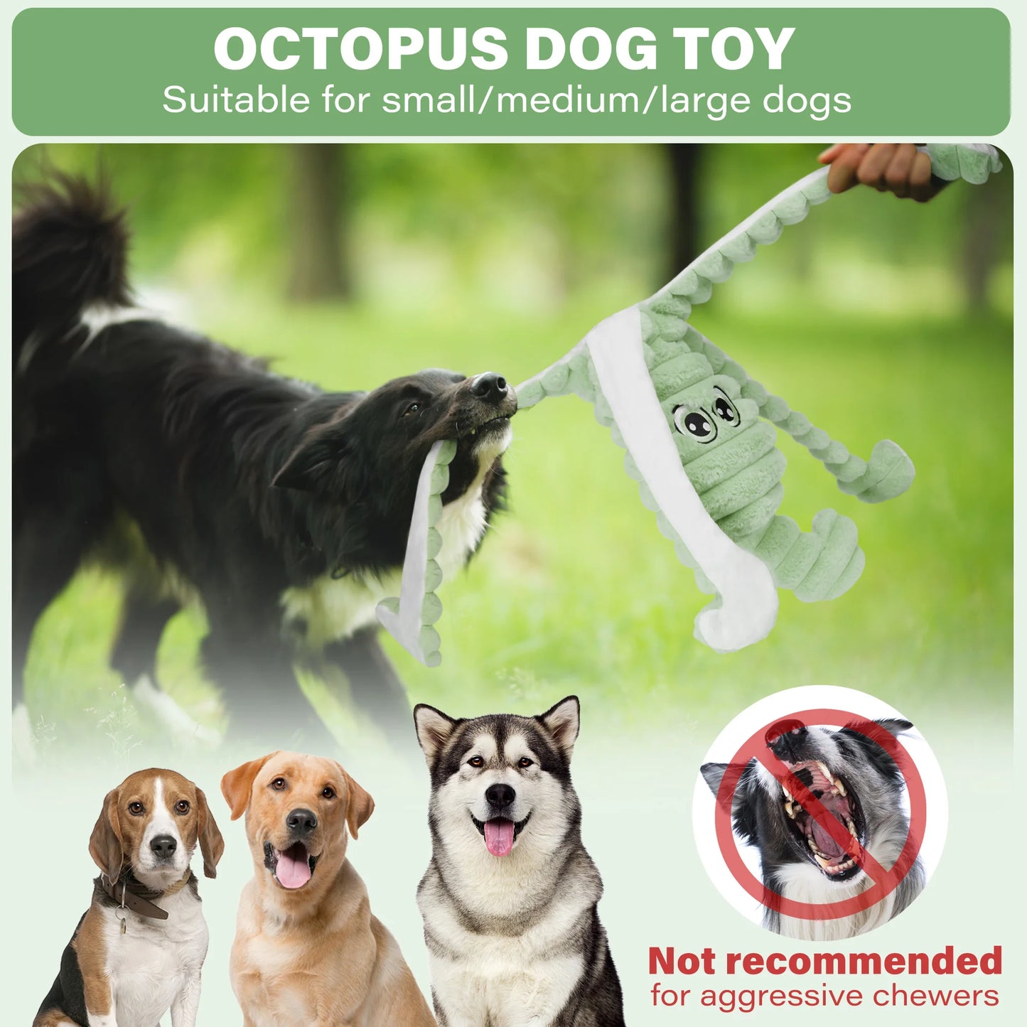 Octopus Design Grinding Teeth Squeaky Plush Dog Toy