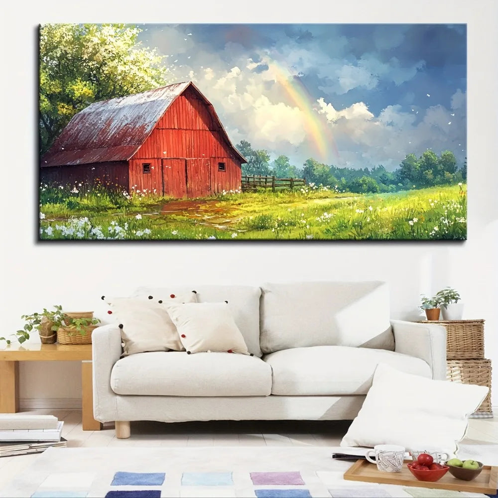 Pine Wood Frame Barn Canvas Mural Old Farmhouse Print