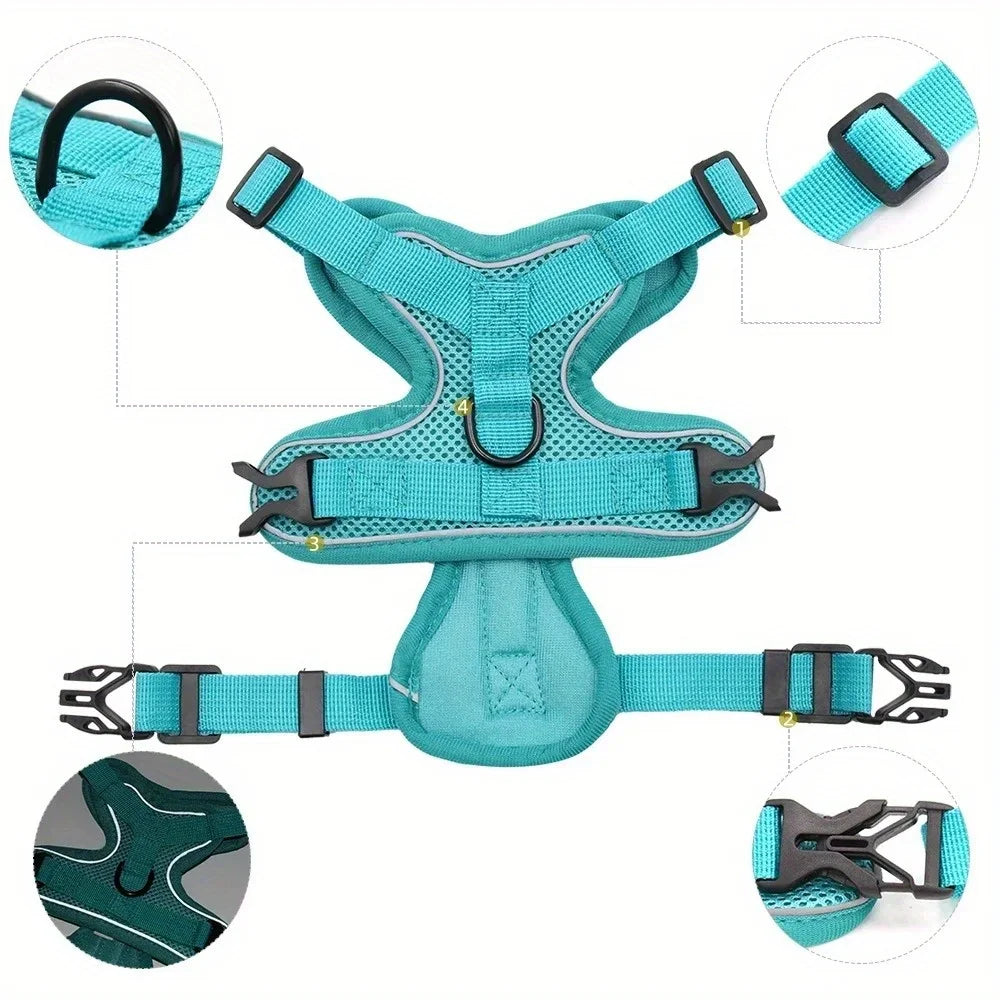 NONECN No Pull Dog Harness and Leash Set Reflective Adjustable