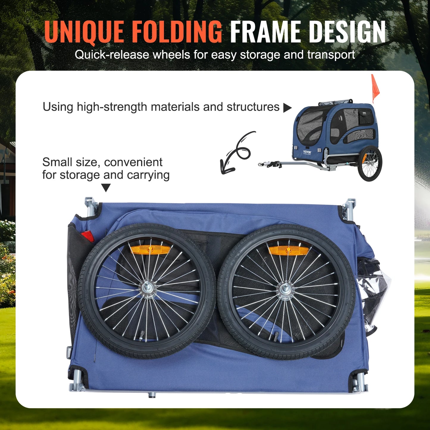 Pet Cart Bicycle Trailer For Dogs Collapsible Easy To Store