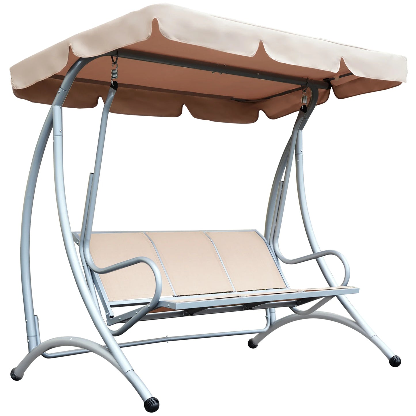 Three-Seat Outdoor Porch Swing Chair Glider With Adjustable Canopy