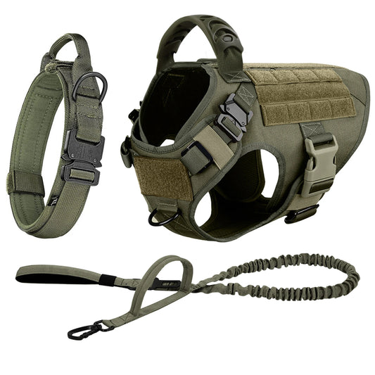Tactical Dog Harness Leash Set For Medium To Large Dogs