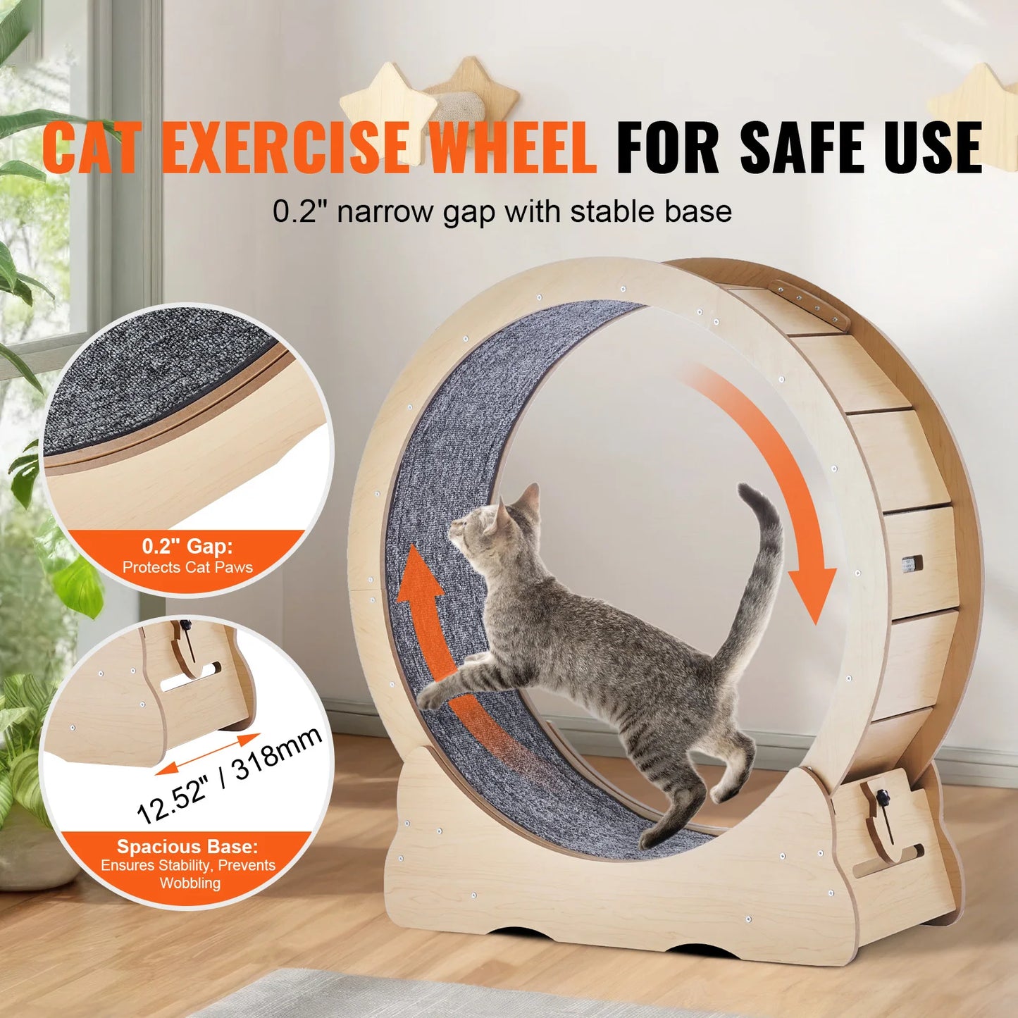 SucceBuy Wooden Cat Exercise Wheel Treadmill For Indoor Cats