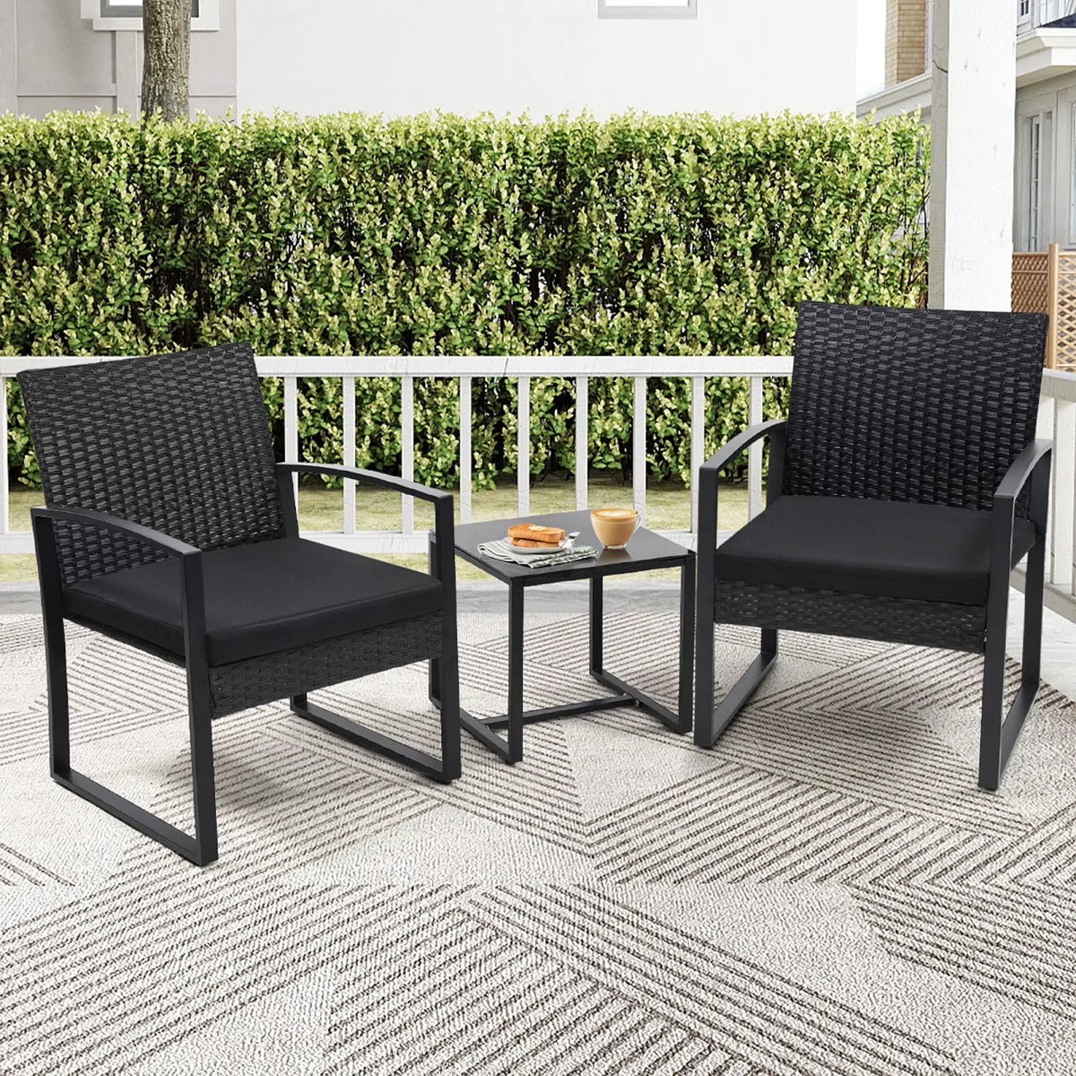 Tuarex Outdoor Wicker Patio Bistro Set With Coffee Table