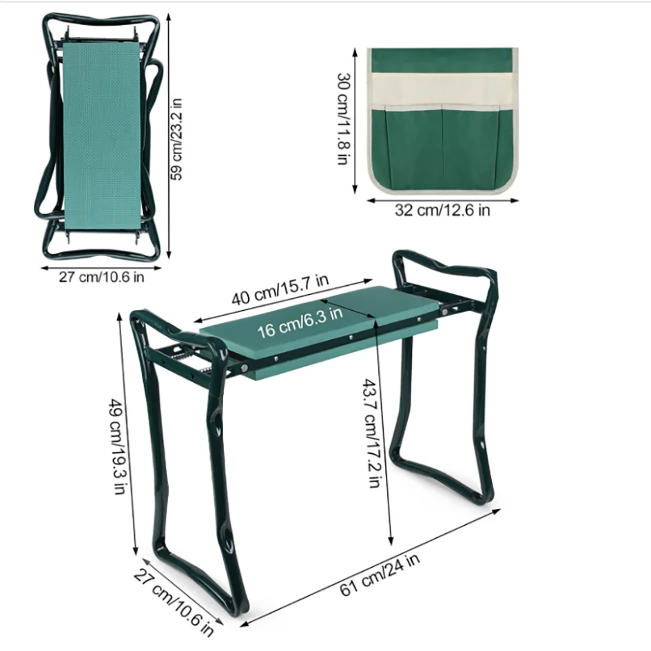 Upgraded Folding Garden Kneeler and Seat with Foam Pad