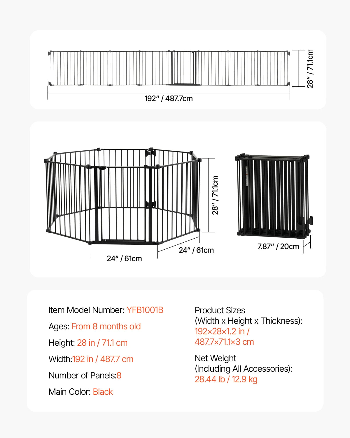 SucceBuy Pressure Mount Baby Gate Child Pet Safety