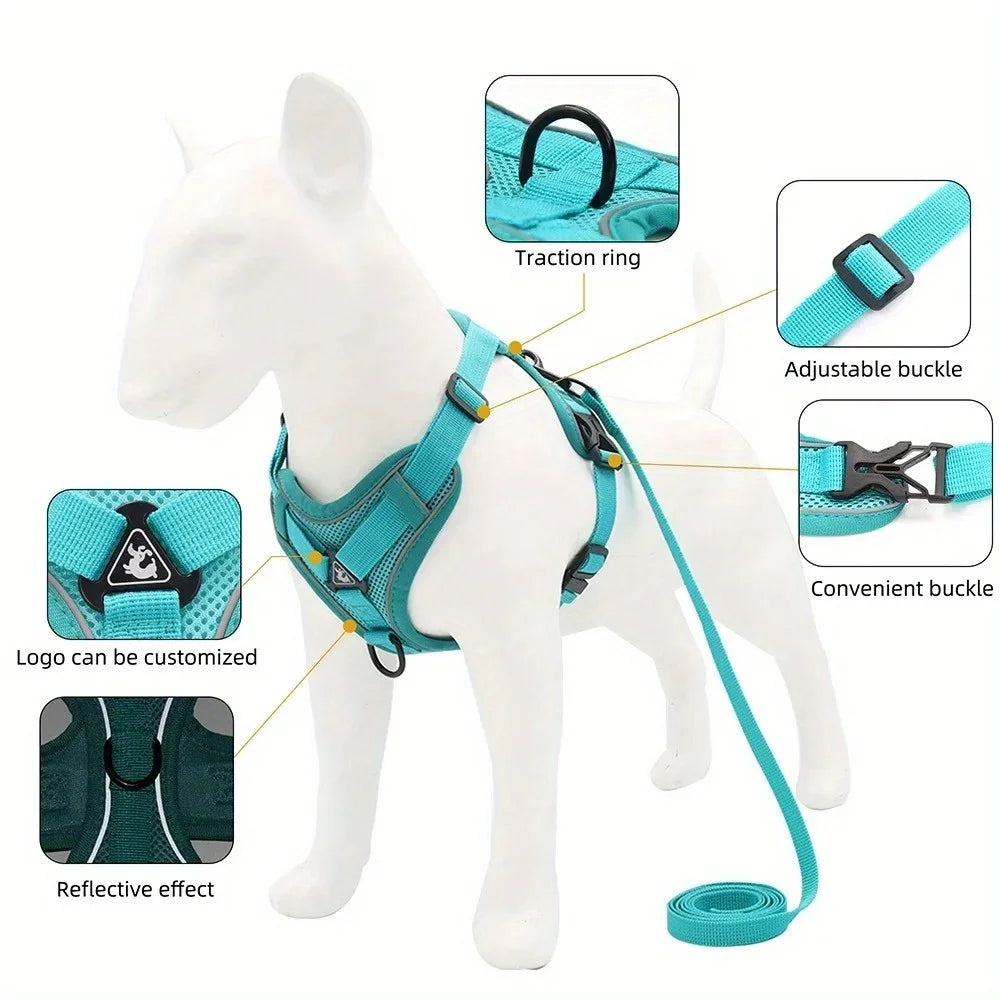 NONECN No Pull Dog Harness and Leash Set Reflective Adjustable
