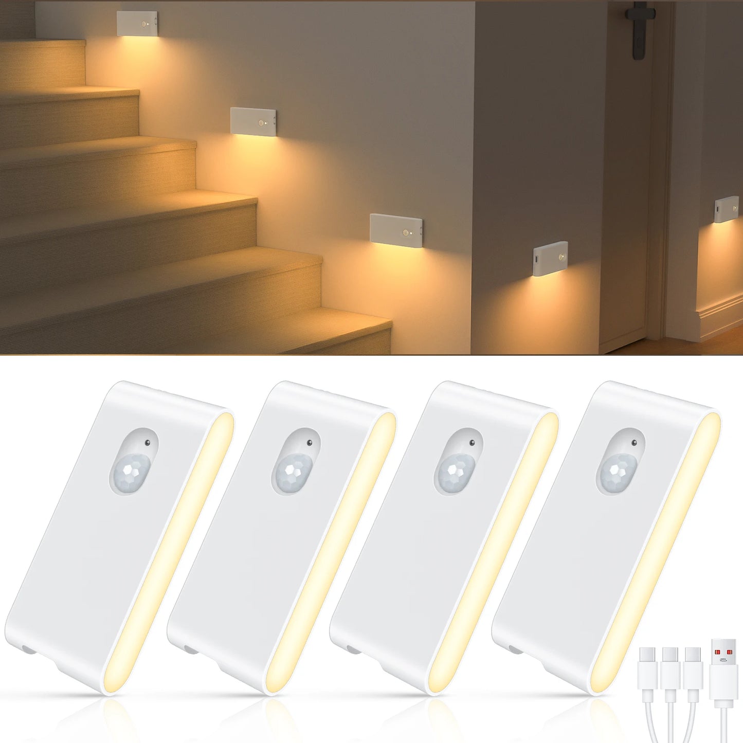 Willed Motion Sensor Wireless Stair Lights Battery Rechargeable Night Lights