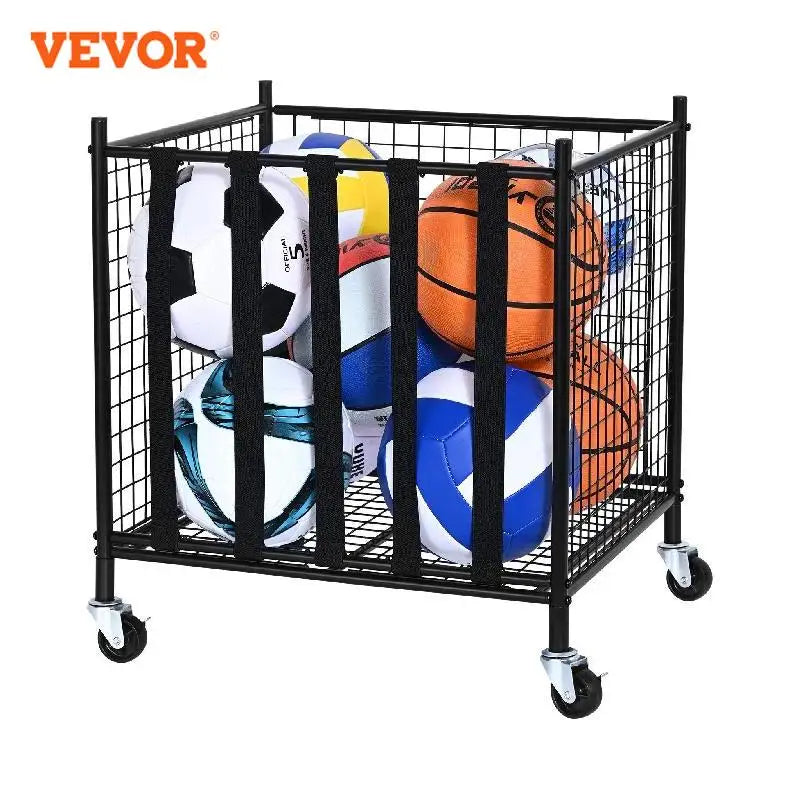 SucceBuy Rolling Sports Ball Storage Cart For Gyms And Schools