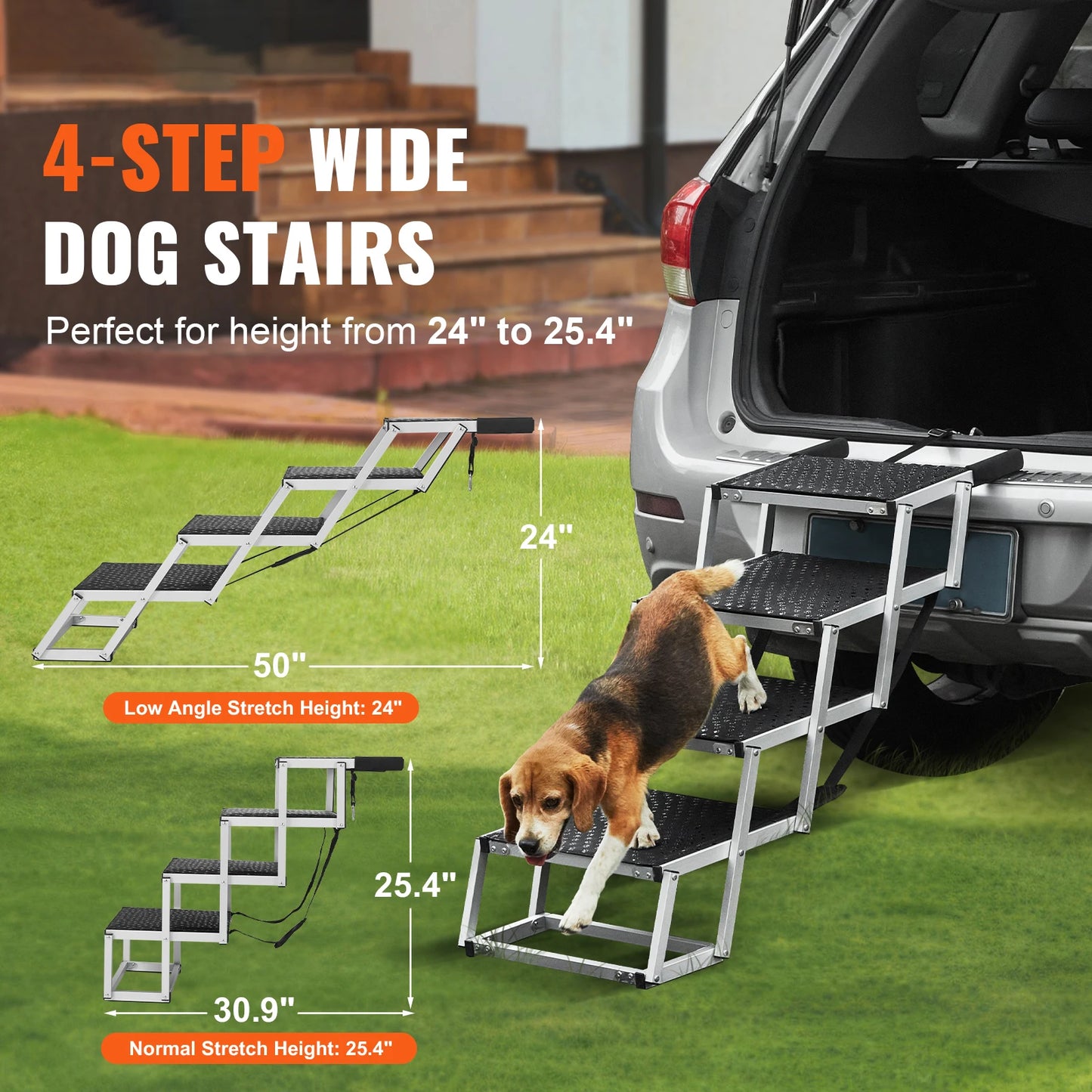 SucceBuy Folding Dog Car Steps Aluminum Portable Pet Stair