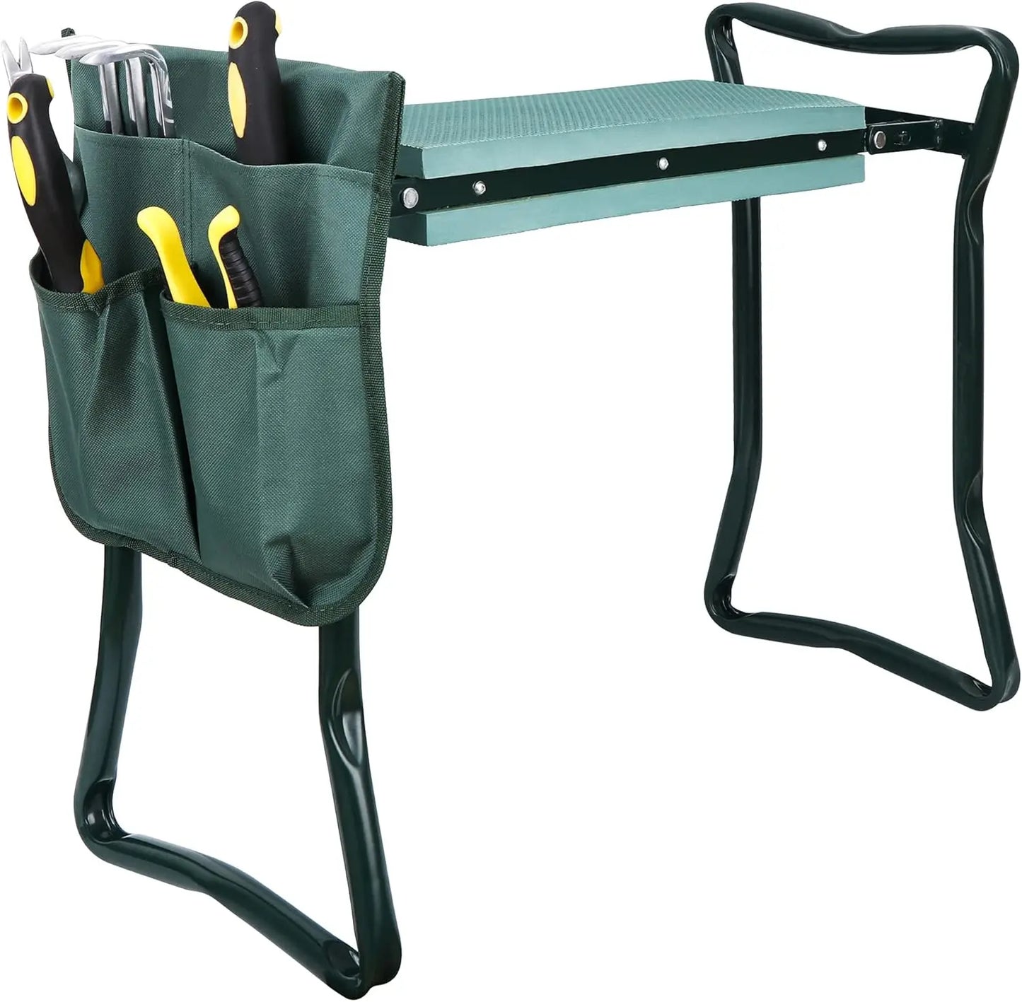 Folding Garden Kneeler Seat Bench With Handles And Pouch