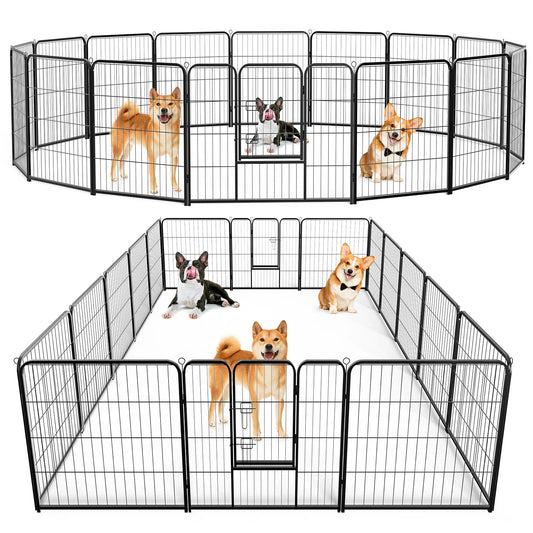 JHK Foldable Metal Dog Playpen With Secure Pet Fence